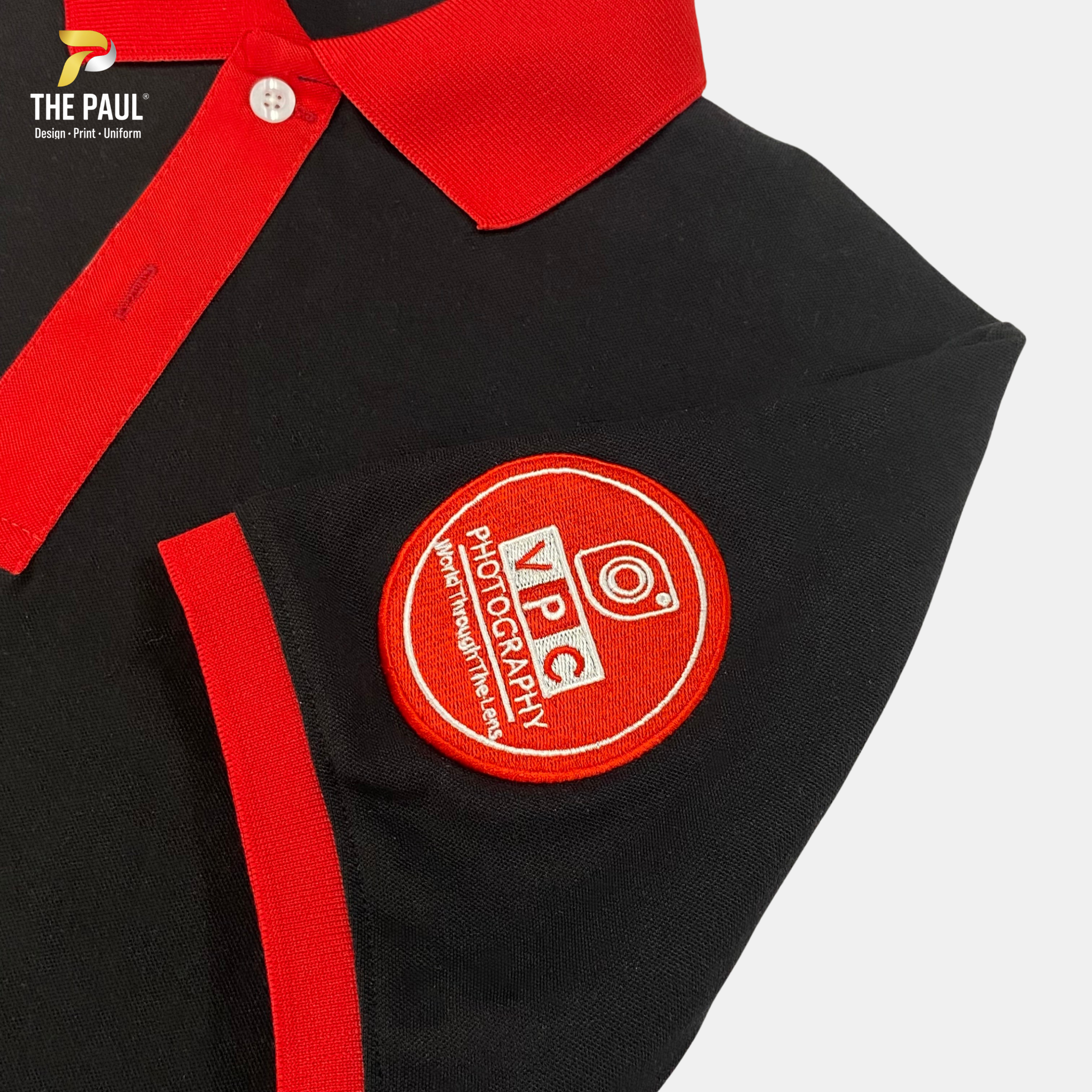  Áo thun polo phối đen đỏ - Đồng phục doanh nghiệp 02 