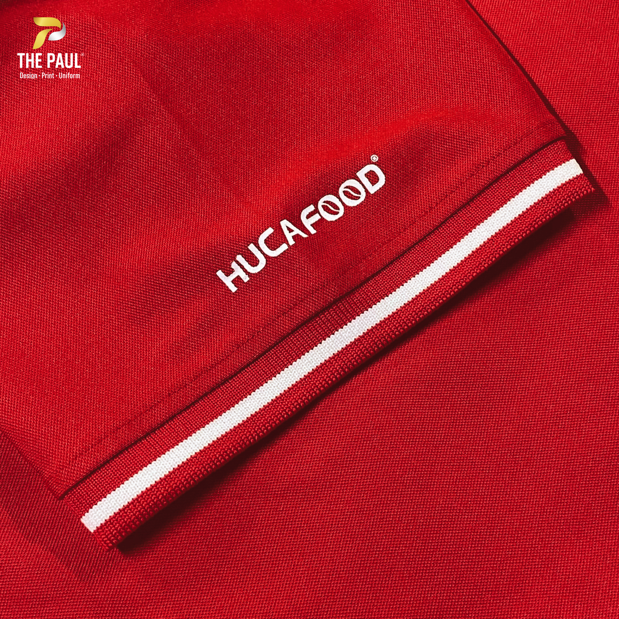  Áo thun polo đỏ, thêu logo HUCA FOOD - Chuỗi F&B 02 