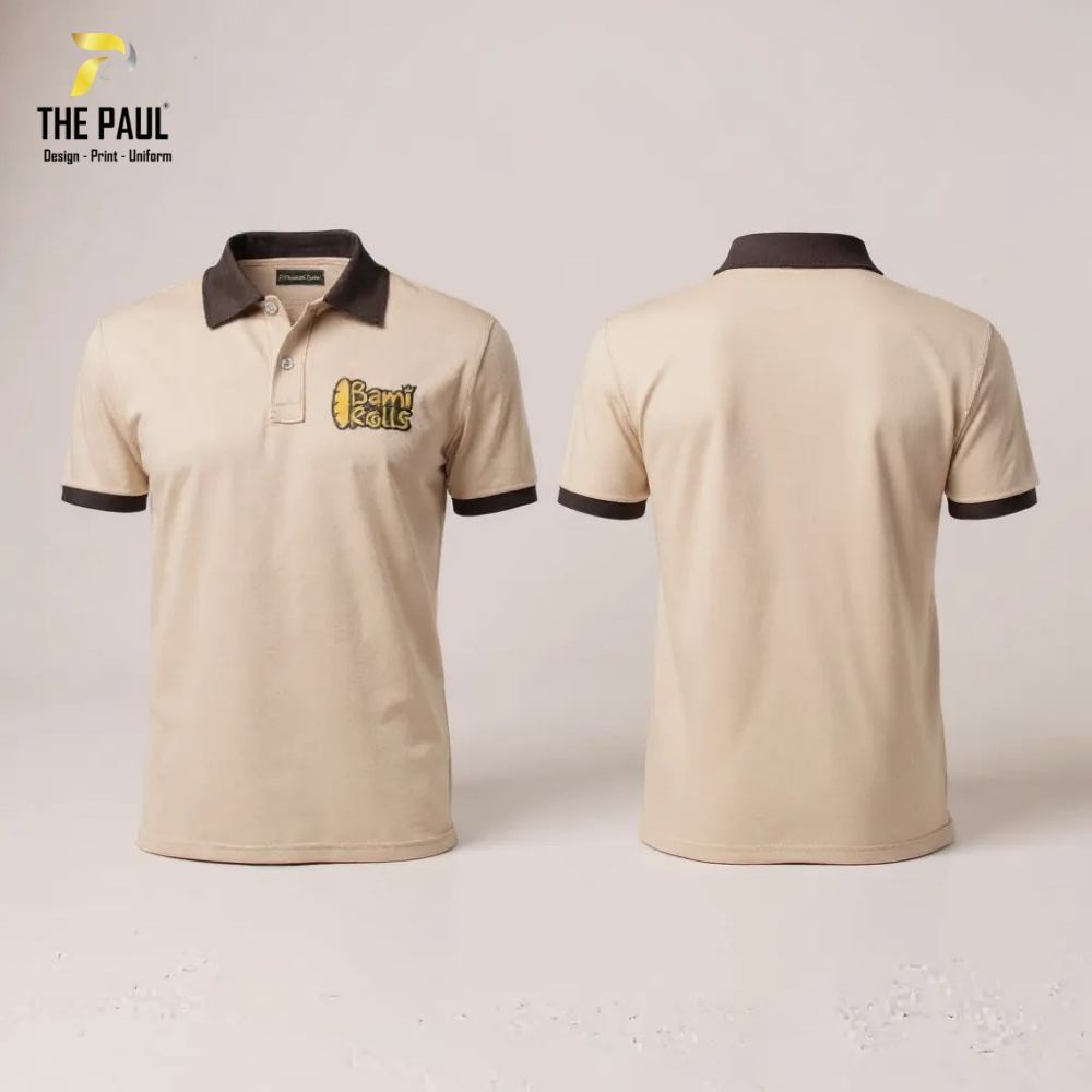  Áo thun cổ trụ nâu nhẹ, F&B 