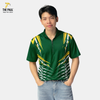  Áo thun b-da cổ lãnh tụ xanh phối vàng 