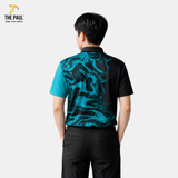  Áo thun cổ lãnh tụ bi-da xanh đen 