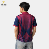  Áo thun cổ lãnh tụ bi-da hồng phối xanh 