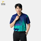  Áo thun cổ lãnh tụ bi-da xanh dương 