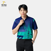  Áo thun cổ lãnh tụ bi-da xanh dương 