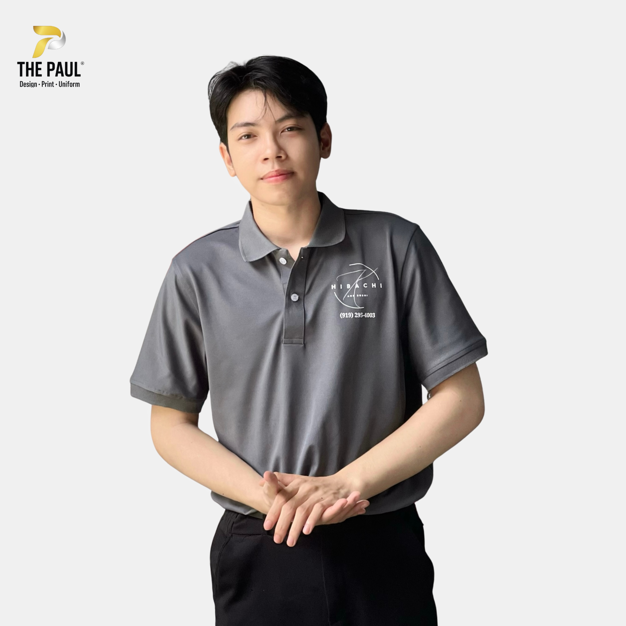  Áo thun polo xám, vải cá sấu poly - Nhà hàng F&B 04 