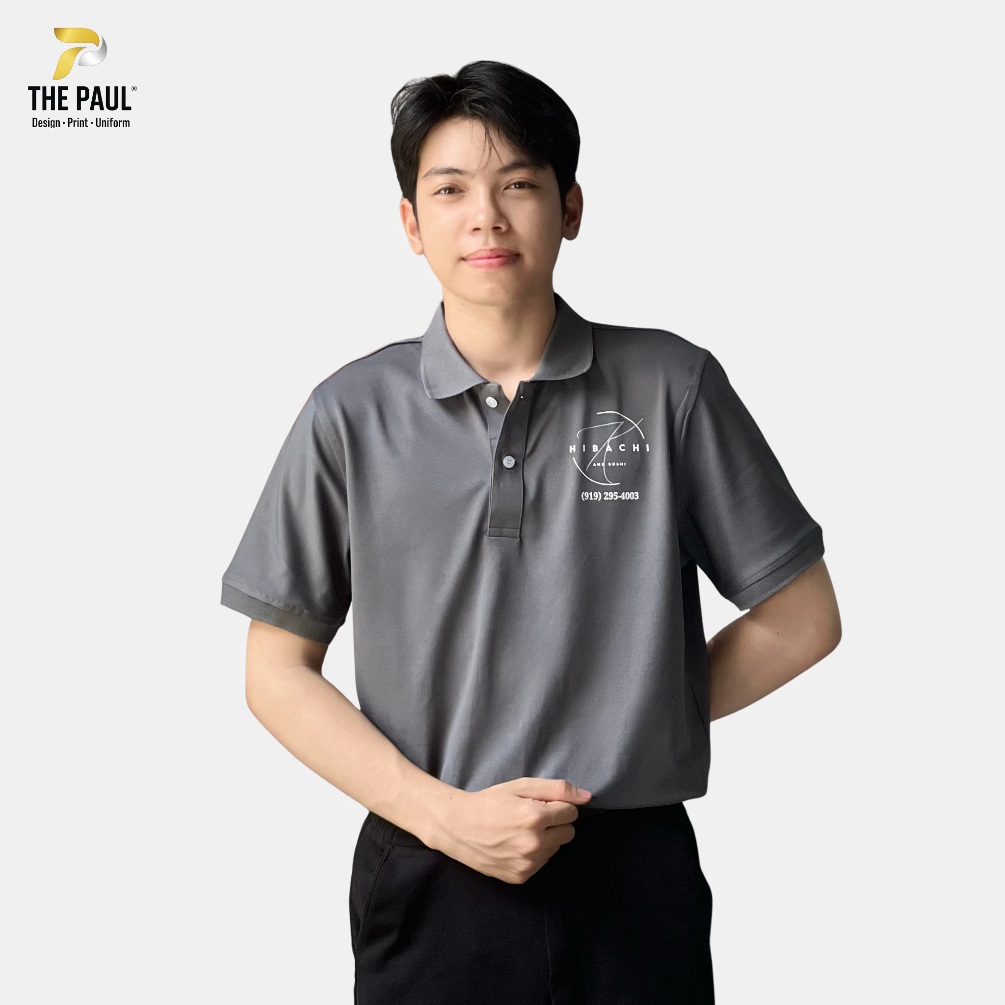  Áo thun polo xám, vải cá sấu poly - Nhà hàng F&B 04 