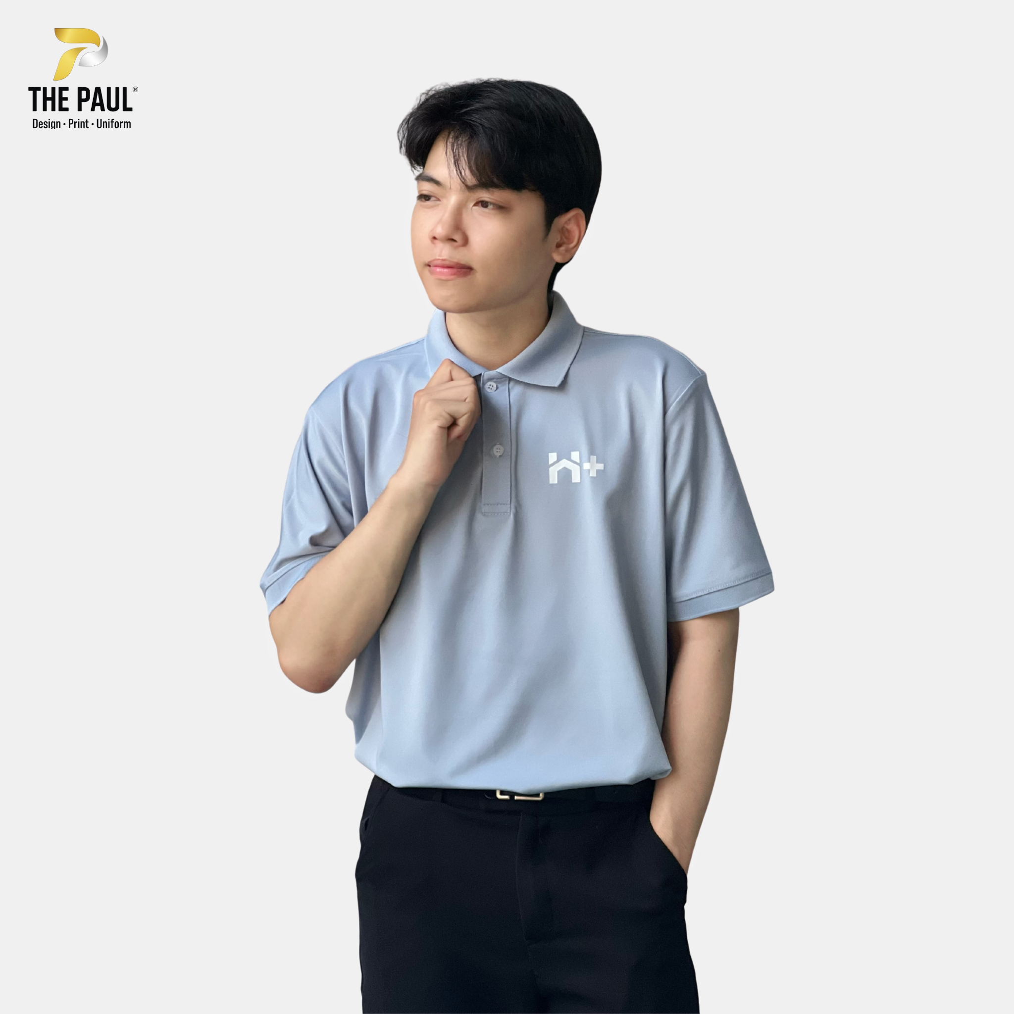  Áo thun polo xám trắng H+ DESIGN - Đồng phục doanh nghiệp 06 