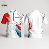  Áo thun bi da trắng phối đỏ xanh, cổ lãnh tụ 