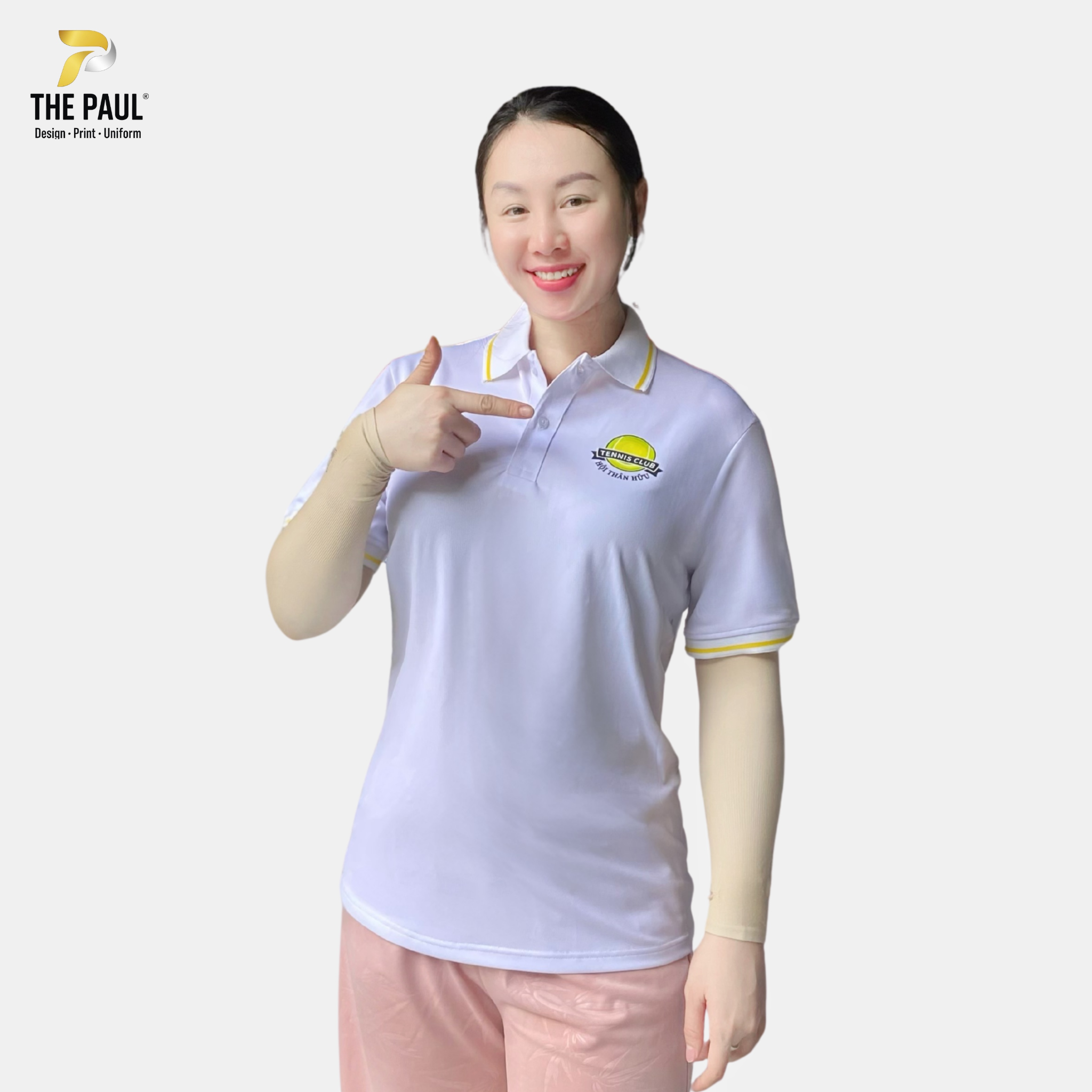  Áo thun polo Tennis trắng phối bo sọc vàng - Thể thao 07 