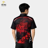  Áo thun cổ lãnh tụ bi-da đỏ phối 