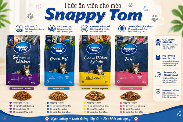 Snappy Tom - Hạt cho mèo nhiều vị 1,5kg
