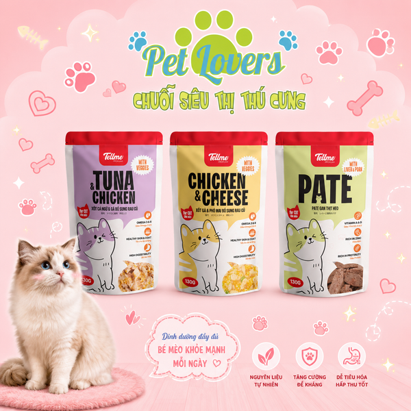 Tell me - Pate cho mèo nhiều vị bổ sung rau củ 130g