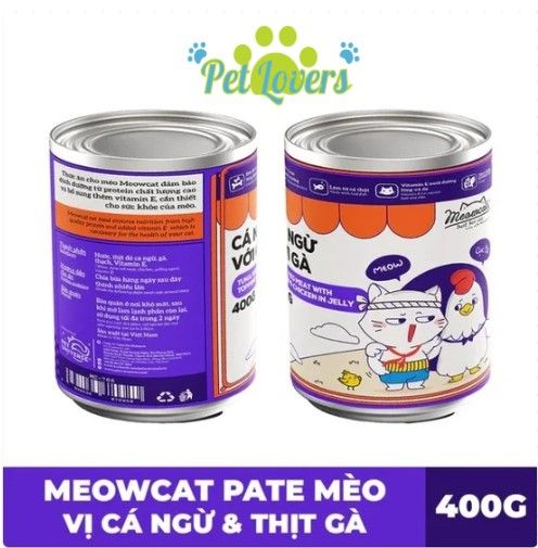 Meowcat - Pate lon nhiều vị cho mèo 400g