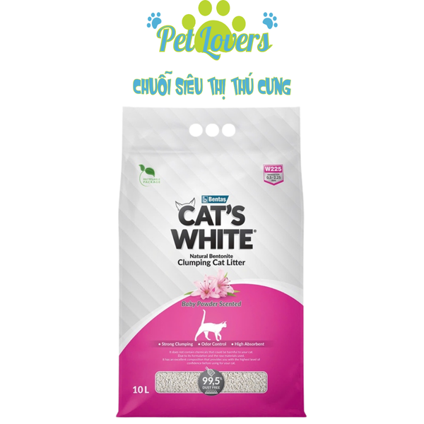 Cát đất sét mèo Cat's White nhiều loại 10 lít