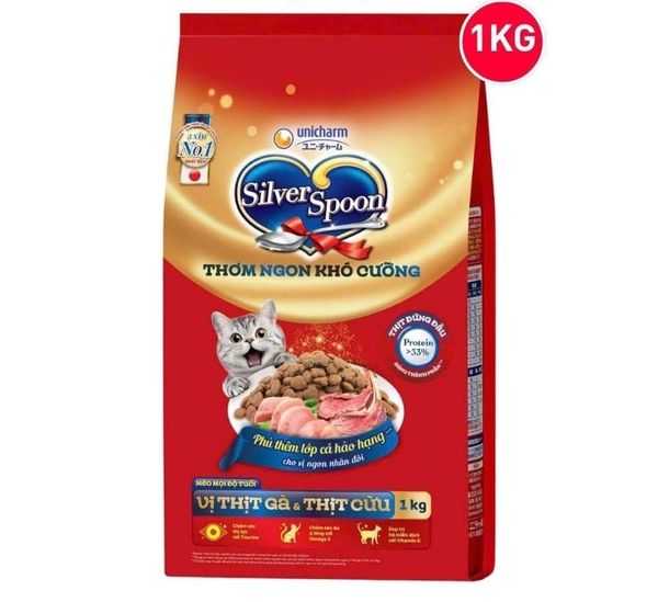Thức Ăn Hạt Cho Mèo Trưởng Thành Silver Spoon 1kg