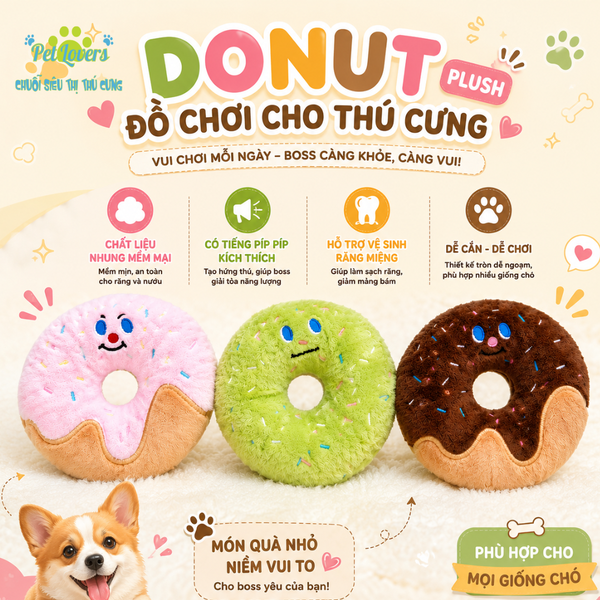 Donut - Đồ chơi gặm bông cho chó