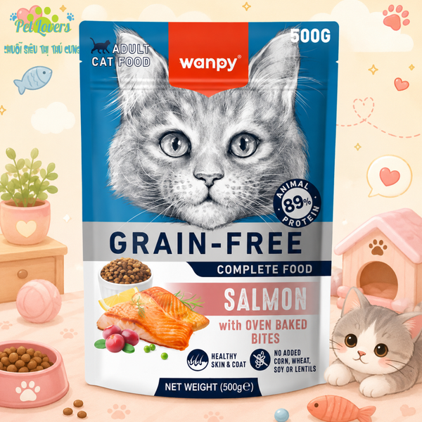 Wanpy - Hạt mèo trưởng thành Grain Free vị cá hồi