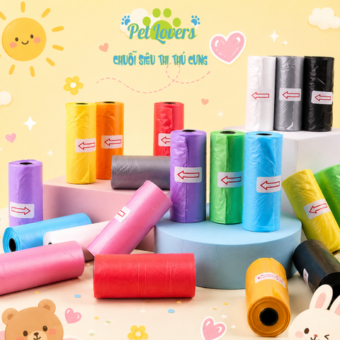 Set 3 cuộn túi ni lông hốt phân chó mèo 15c/cuộn