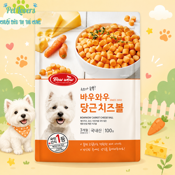 Bowwow - Phô mai viên cà rốt cho chó 100g