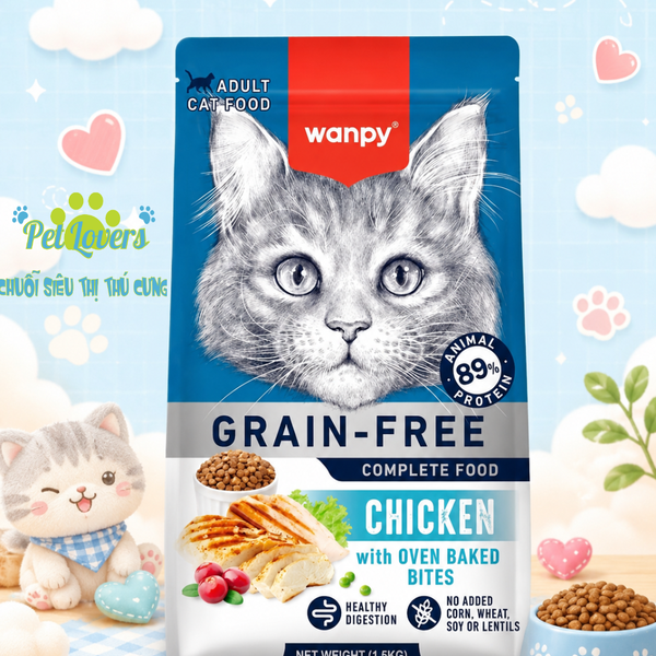 Wanpy- Hạt mèo trưởng thành Grain Free vị gà