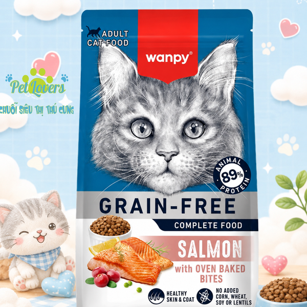 Wanpy - Hạt mèo trưởng thành Grain Free vị cá hồi