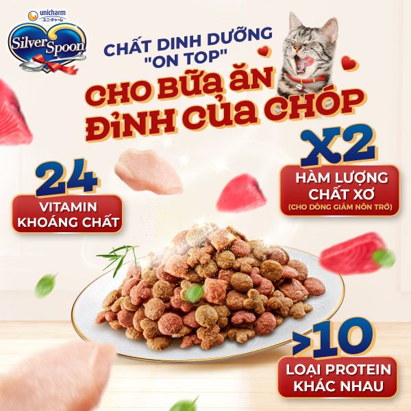 Thức Ăn Hạt Cho Mèo Trưởng Thành Silver Spoon 1kg