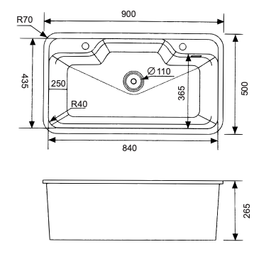 Bồn rửa chén đá Granite E1N-01