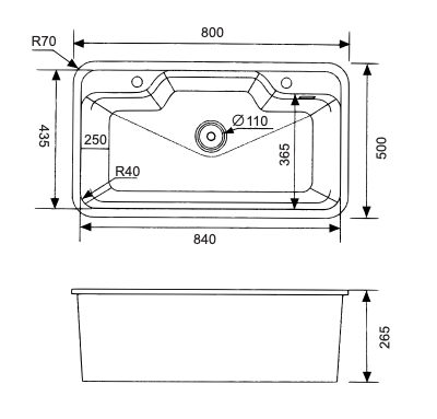 Bồn rửa chén đá Granite Việt Mỹ- E1N