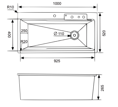 Bồn rửa chén đá Granite Việt Mỹ E1NP-01