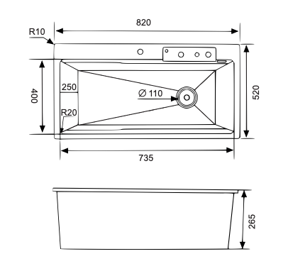 Bồn rửa chén đá Granite E1NP-02