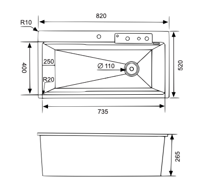 Bồn rửa chén đá Granite E1NP-02