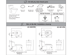 Bồn cầu 1 khối -INAX-AC-900VRN-2