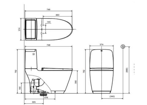 Bồn cầu 2 khối xả cảm ứng-INAX- ACT-832VN