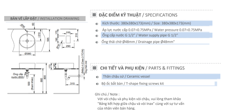 Chậu rửa đặt bàn-INAX- AL-295V