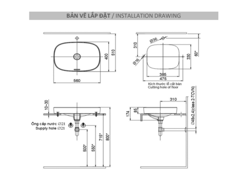 Chậu rửa đặt bàn -INAX- AL-642V