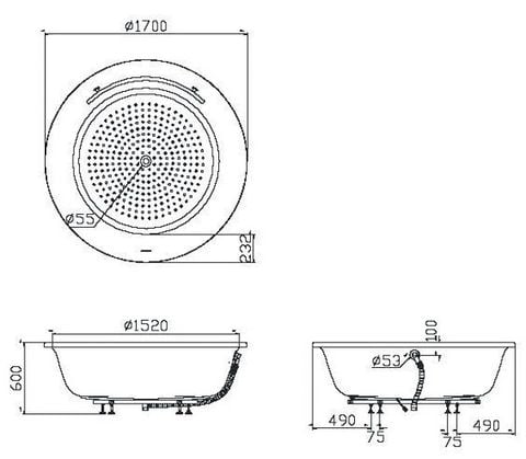 Bồn tắm nằm hình tròn xây-TOTO