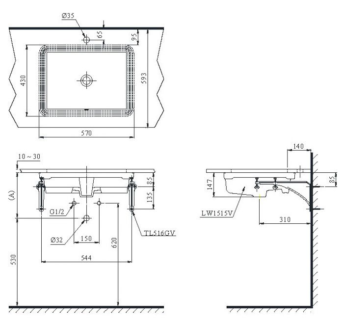 Chậu rửa âm bàn -TOTO
