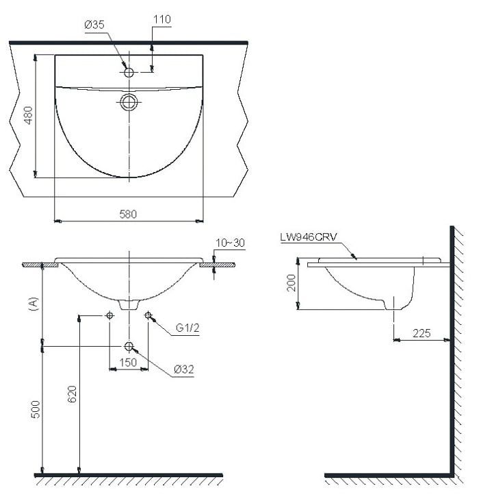 Chậu lavabo dương vành -TOTO