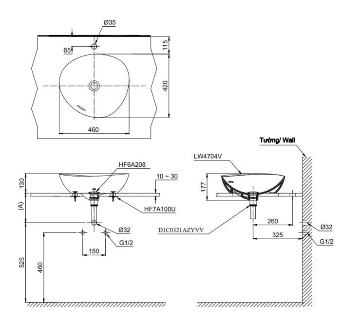 Chậu Đặt Bàn Vành Mỏng Linear Ceram TOTO