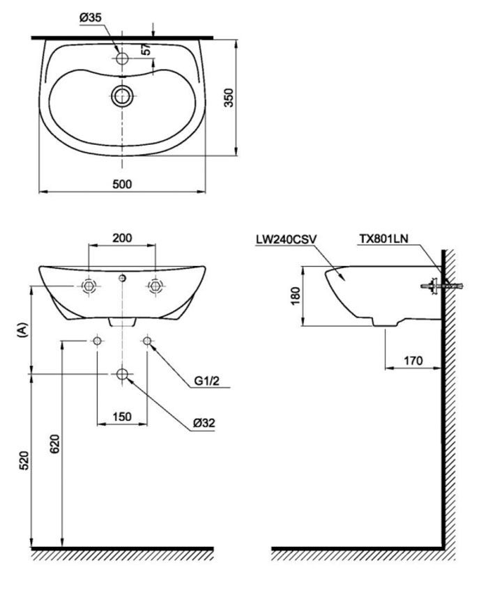 Chậu lavabo treo tường-TOTO