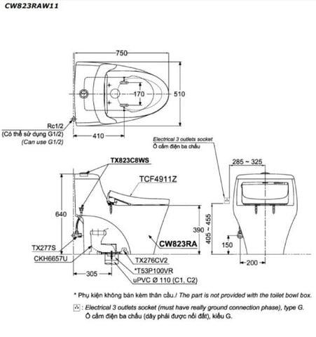 Bàn Cầu Một Khối Kèm Nắp Rửa Điện Tử WASHLET S7-TOTO
