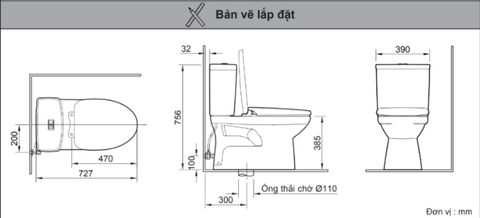 Bồn cầu 2 khối-INAX- C-504VAN-2