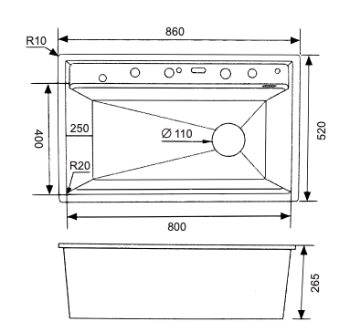 Bồn rửa chén đá Granite Việt Mỹ- E1NP