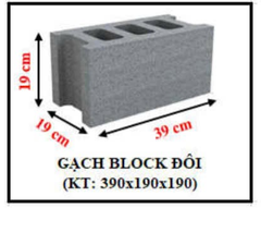 Gạch Block Đôi – Kích Thước 390x190x190mm