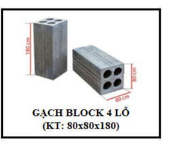 Gạch Block 4 Lỗ – Kích Thước 80 x 80 x 180 mm
