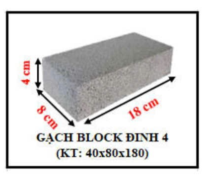 Gạch Block Đinh 4 – Kích Thước 40 x 80 x 180 mm