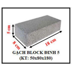 Gạch Block Đinh 5 – Kích Thước 50 × 80 × 180 mm