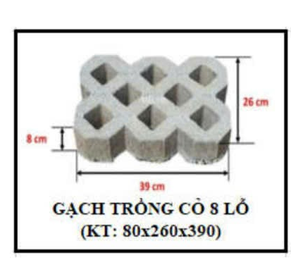 Gạch Block Trồng Cỏ 8 Lỗ – Kích Thước 80 × 260 × 390 mm
