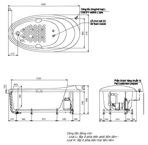 Bồn tắm cao cấp massage -TOTO