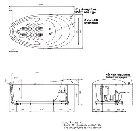 Bồn tắm nằm massage-TOTO